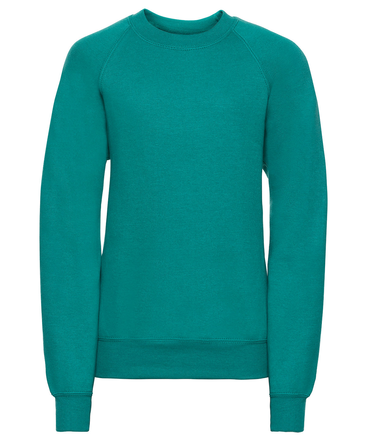 Tryck din logga på Sweatshirts från Russell Europe - Anpassa Sweatshirt med raglanärm för barn i färgen Mellan grön för företag, föreningar och privatpersoner