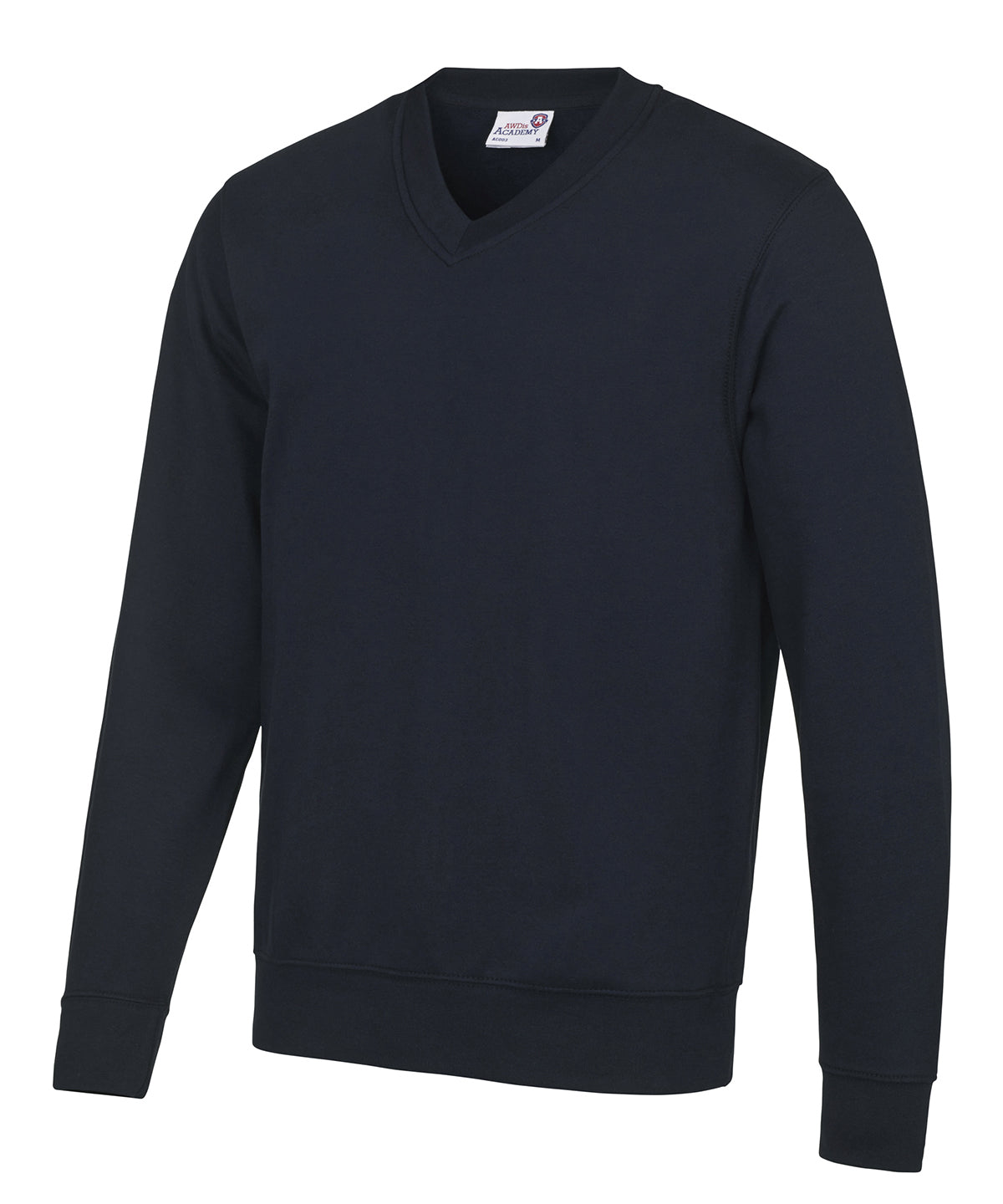 Tryck din logga på Sweatshirts från AWDis Academy - Anpassa Senior Akademi v-ringad tröja i färgen Marinblå för företag, föreningar och privatpersoner