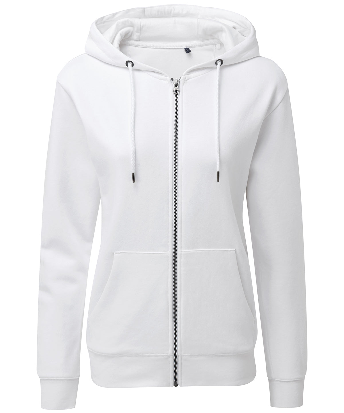 Tryck din logga på Hoodies från Asquith & Fox - Anpassa Ekologisk huvtröja med dragkedja för dam i färgen Vit för företag, föreningar och privatpersoner