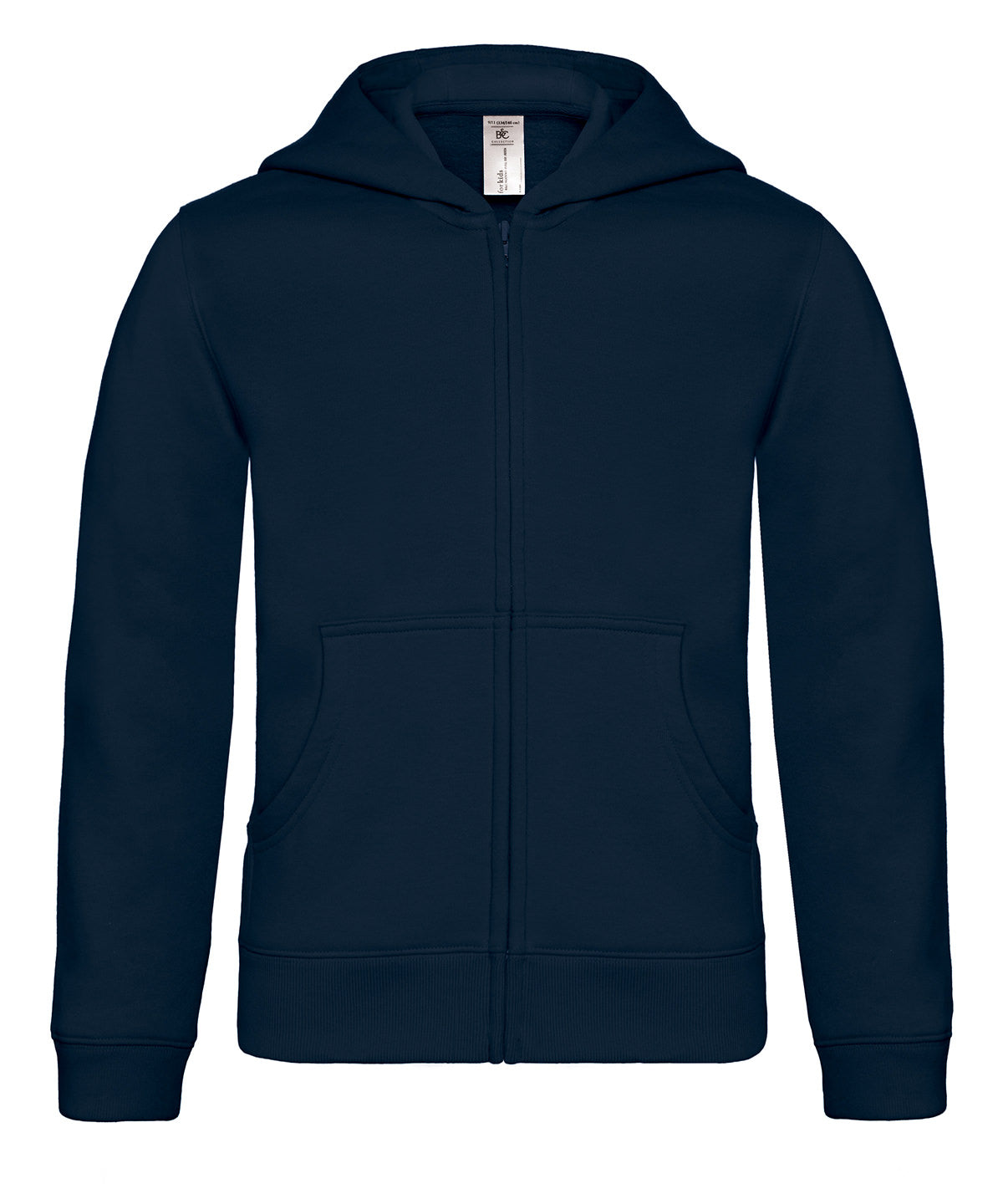 Tryck din logga på Hoodies från B&C Collection - Anpassa B&C Hooded med heltäckande dragkedja /barn i färgen Marinblå för företag, föreningar och privatpersoner