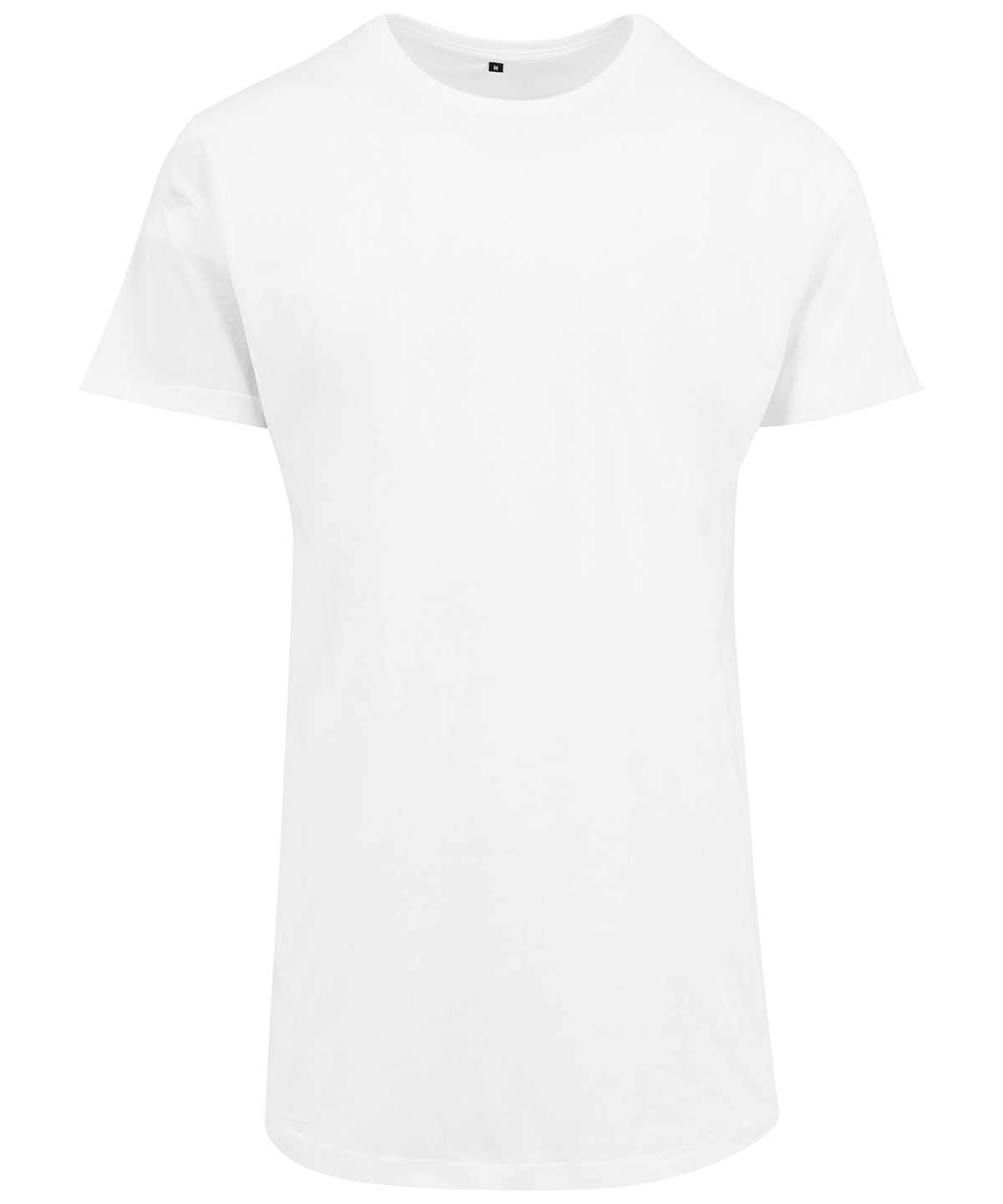 Tryck din logga på T-shirts från Build Your Brand - Anpassa Formad lång t-shirt i färgen Vit för företag, föreningar och privatpersoner