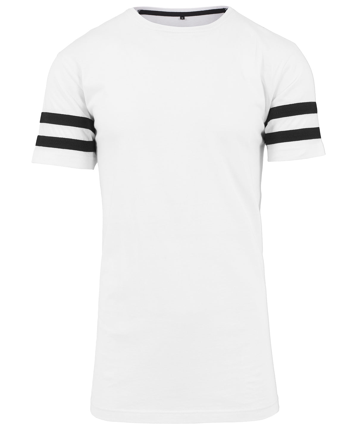 Tryck din logga på T-shirts från Build Your Brand - Anpassa T-shirt i randig trikå i färgen Vit för företag, föreningar och privatpersoner