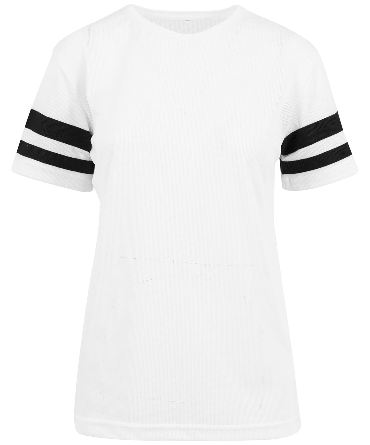 Tryck din logga på T-shirts från Build Your Brand - Anpassa T-shirt med randig mesh för damer i färgen Vit för företag, föreningar och privatpersoner