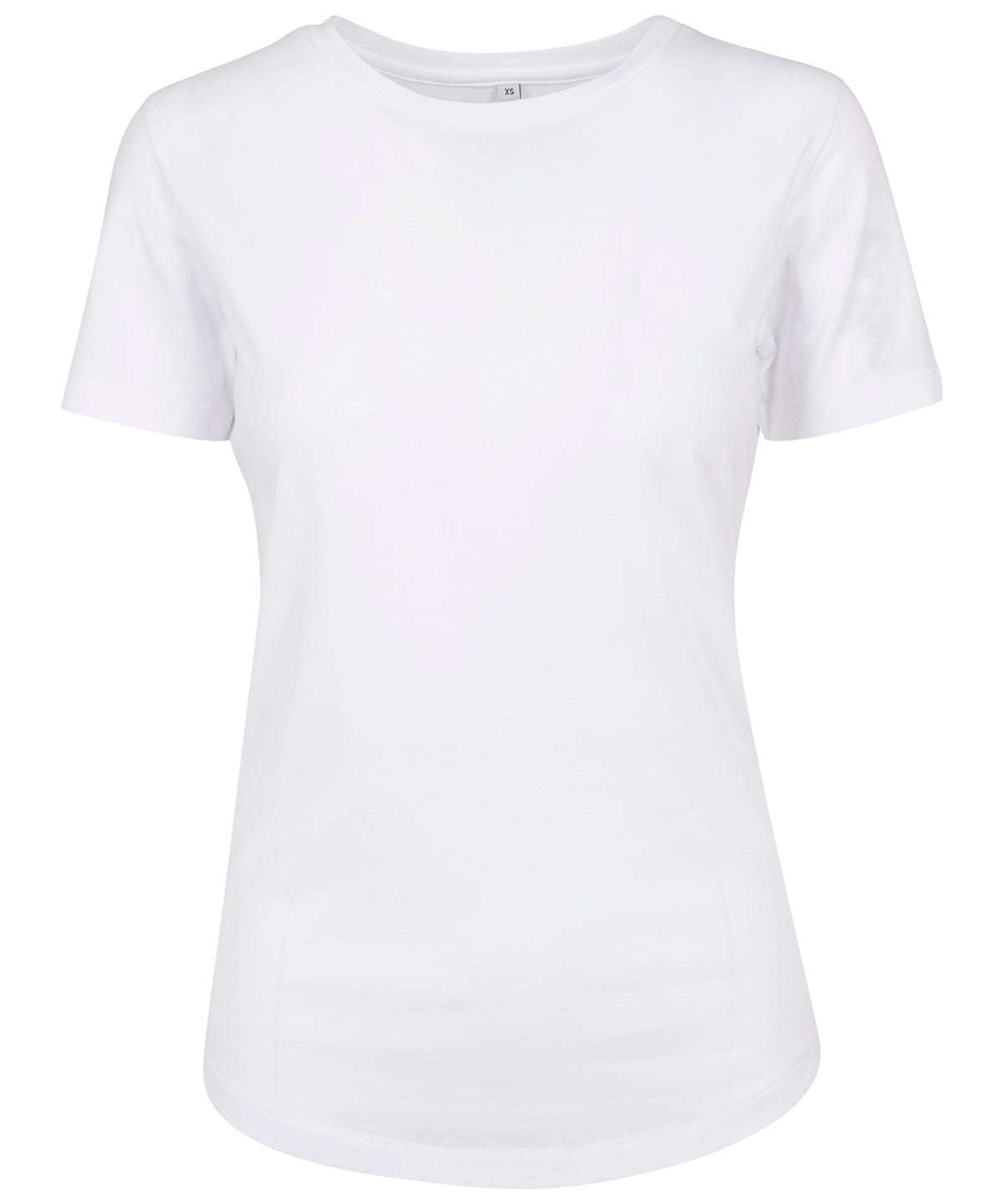 Tryck din logga på T-shirts från Build Your Brand - Anpassa T-shirt med figursydd för damer i färgen Vit för företag, föreningar och privatpersoner