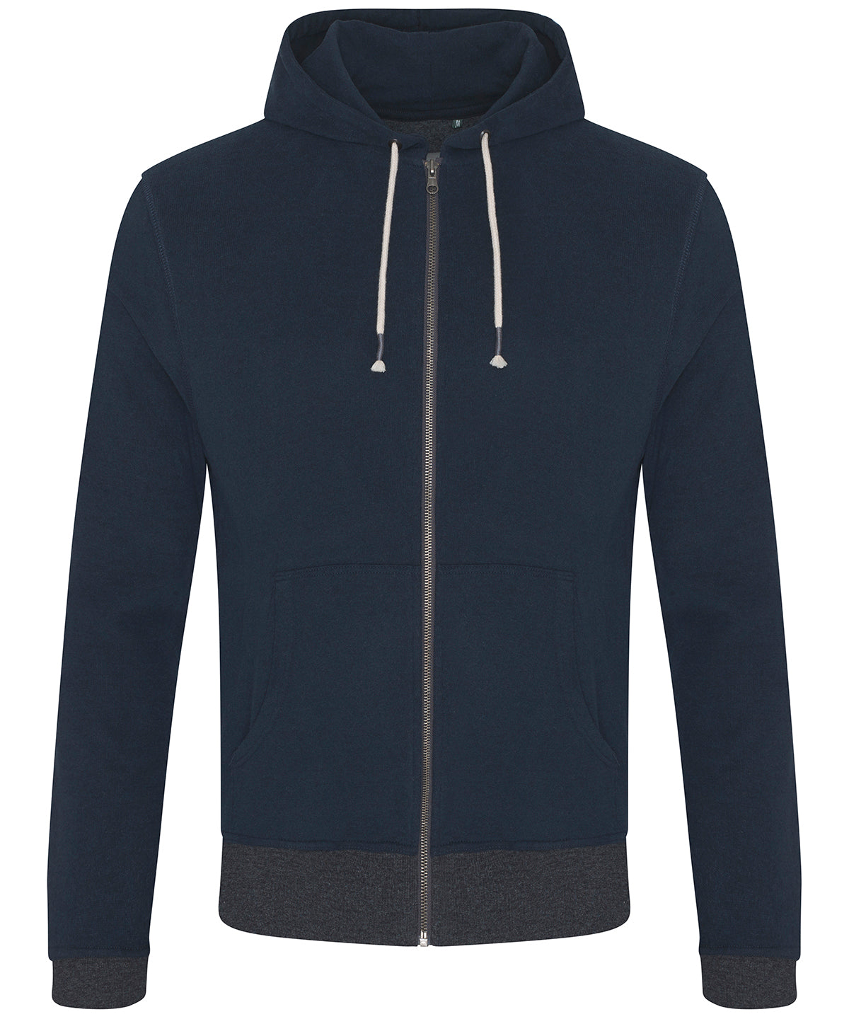 Tryck din logga på Hoodies från AWDis Ecologie - Anpassa Okavango regen zoodie i färgen Marinblå för företag, föreningar och privatpersoner