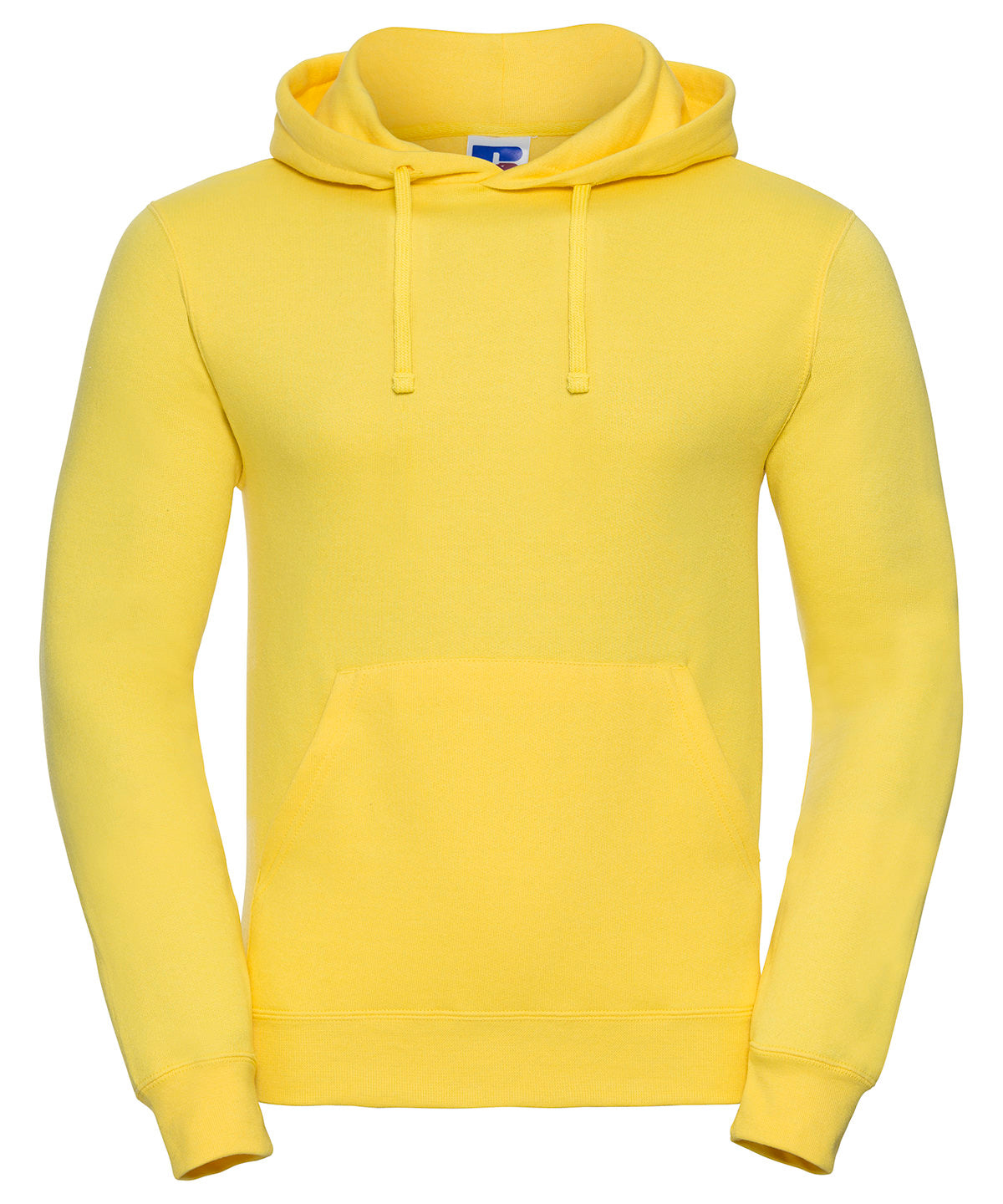 Tryck din logga på Hoodies från Russell Europe - Anpassa Sweatshirt med huva i färgen Mellan gul för företag, föreningar och privatpersoner