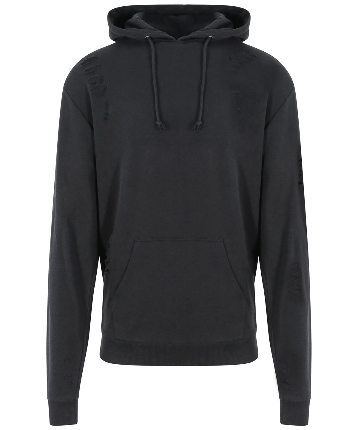 Tryck din logga på Hoodies från AWDis Just Hoods - Anpassa Distressad huvtröja i färgen Svart för företag, föreningar och privatpersoner