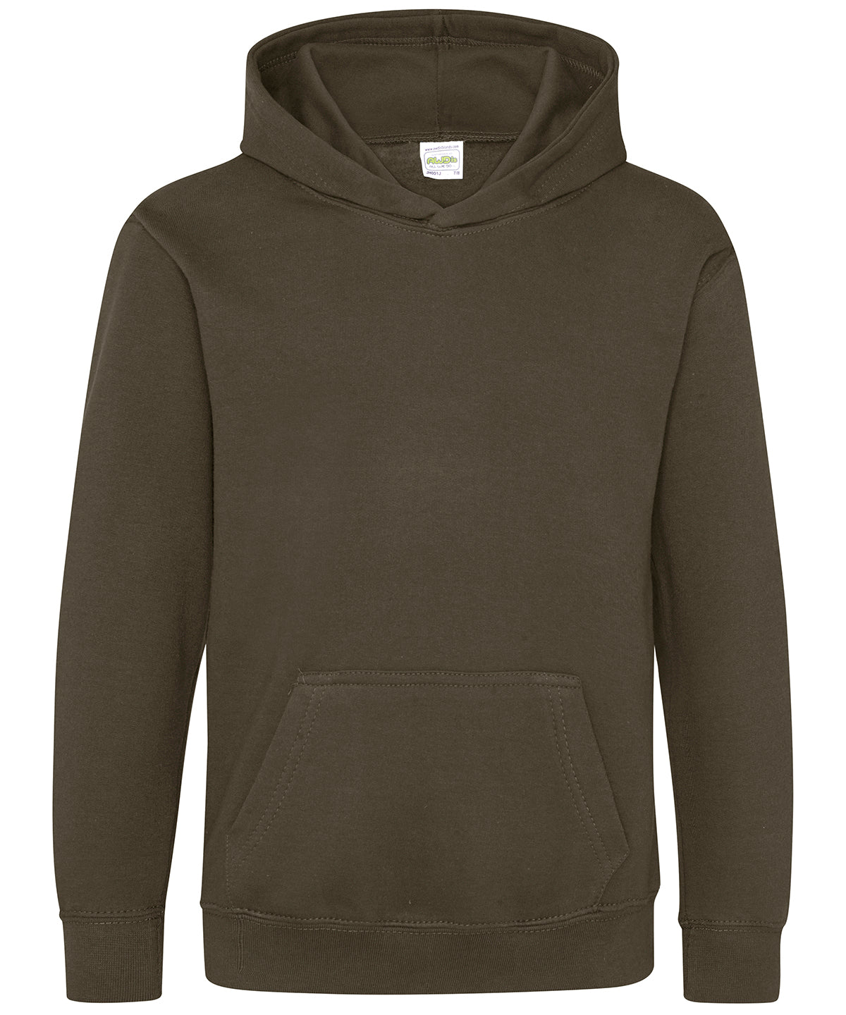 Tryck din logga på Hoodies från AWDis Just Hoods - Anpassa Luvtröja för barn i färgen Oliv för företag, föreningar och privatpersoner
