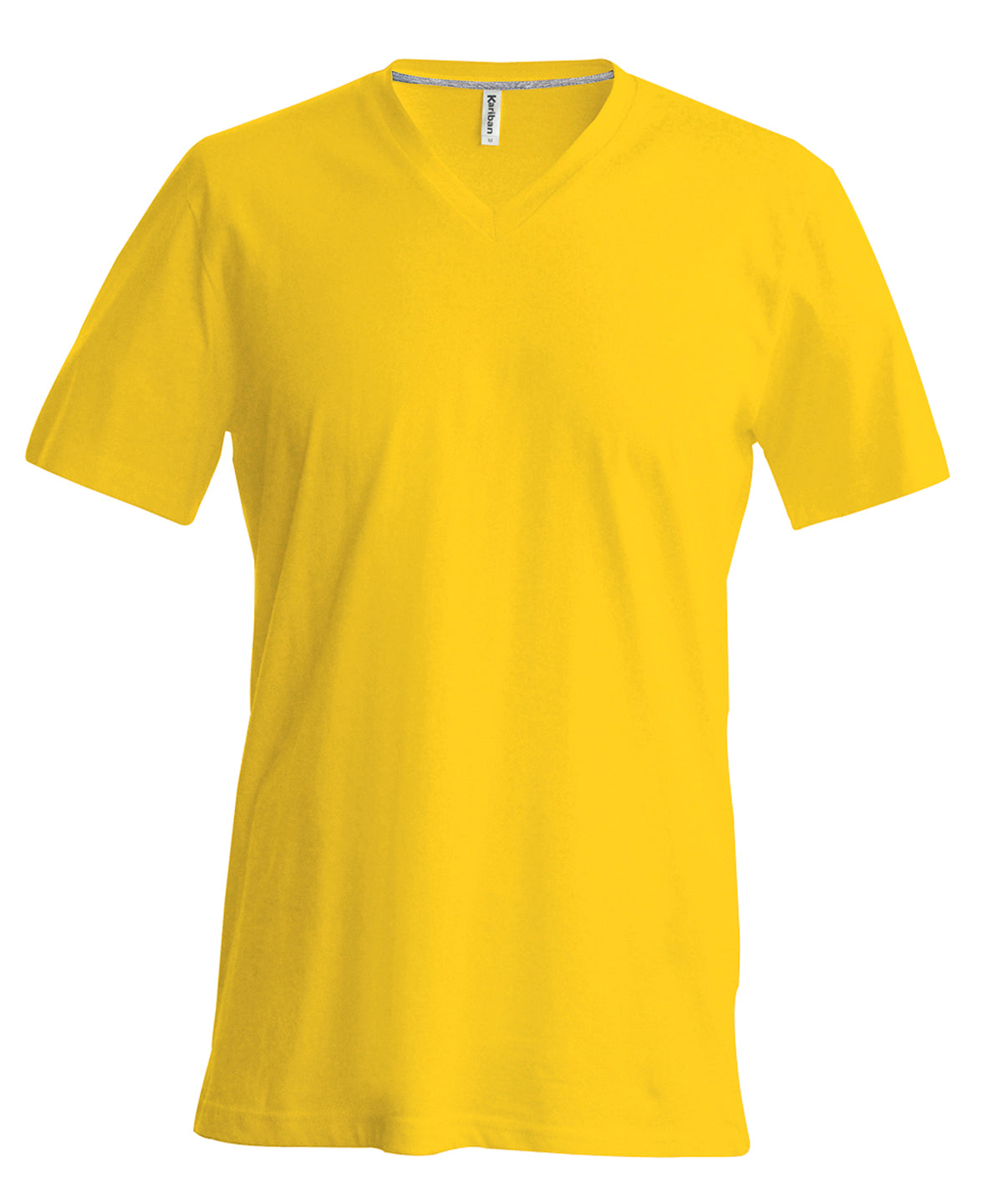 Tryck din logga på T-shirts från Kariban - Anpassa Kortärmad T-shirt med V-ringning i färgen Mellan gul för företag, föreningar och privatpersoner