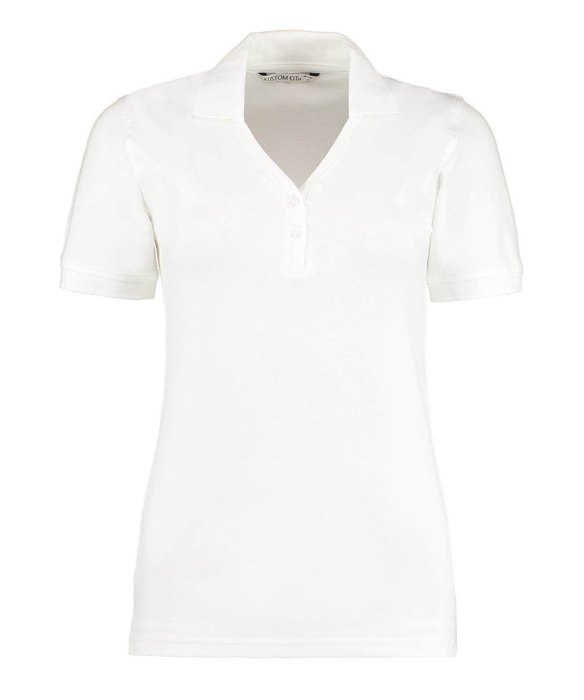 Tryck din logga på Piké från Kustom Kit - Anpassa Sophia v-neck Piké i färgen Vit för företag, föreningar och privatpersoner
