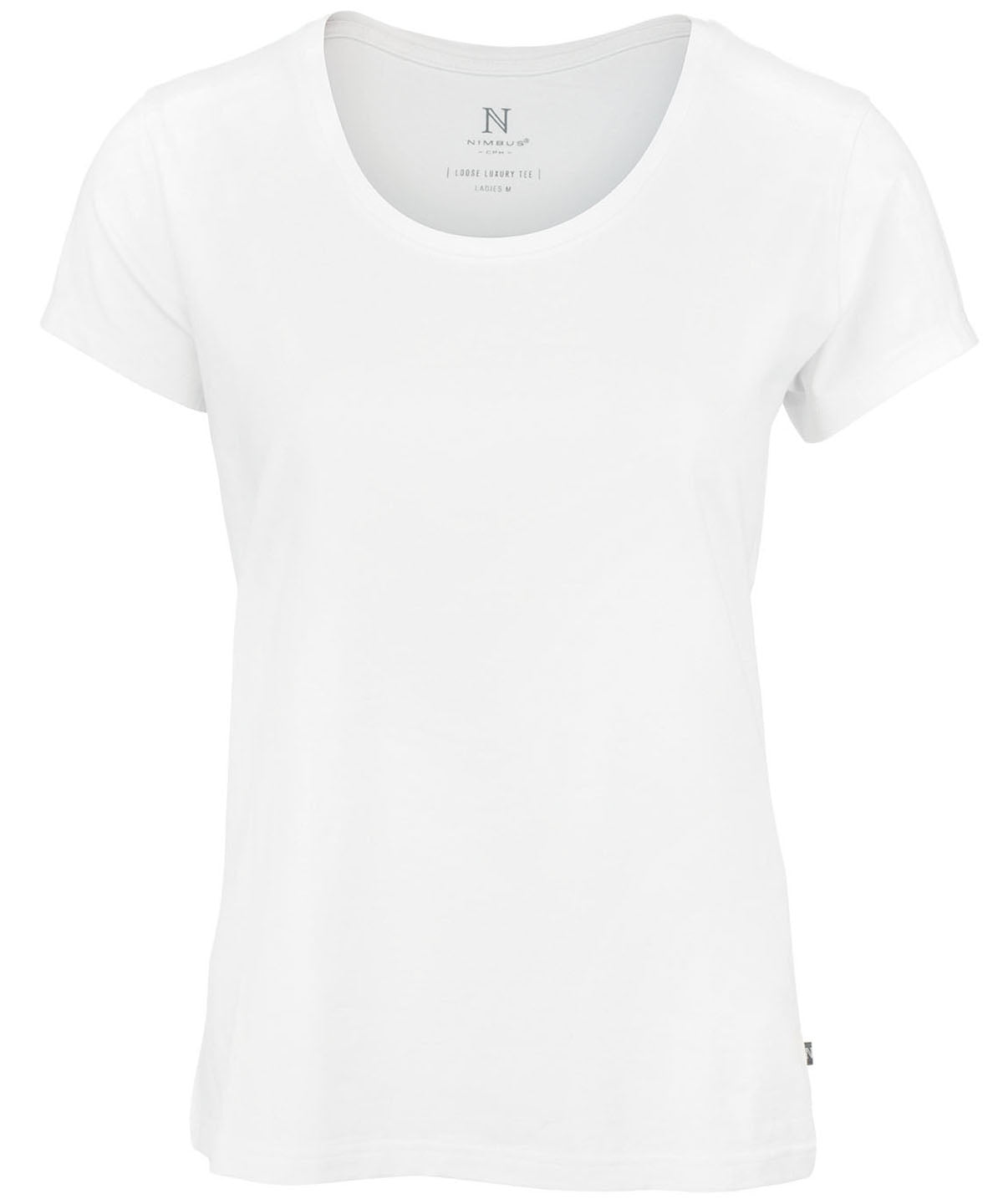 Tryck din logga på T-shirts från Nimbus - Anpassa Dam Montauk the essential t-shirt i färgen Vit för företag, föreningar och privatpersoner