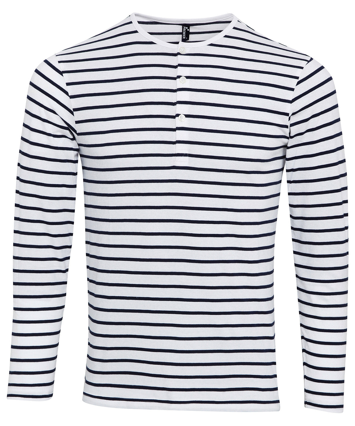 Tryck din logga på T-shirts från Premier - Anpassa Lång John t-shirt med rullärm i färgen Randigt för företag, föreningar och privatpersoner