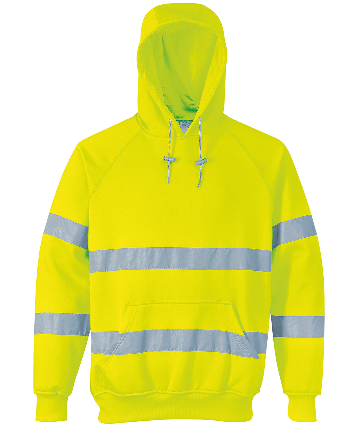 Tryck din logga på Hoodies från Portwest - Anpassa Hi-vis sweatshirt med huva i färgen Ljusgul för företag, föreningar och privatpersoner