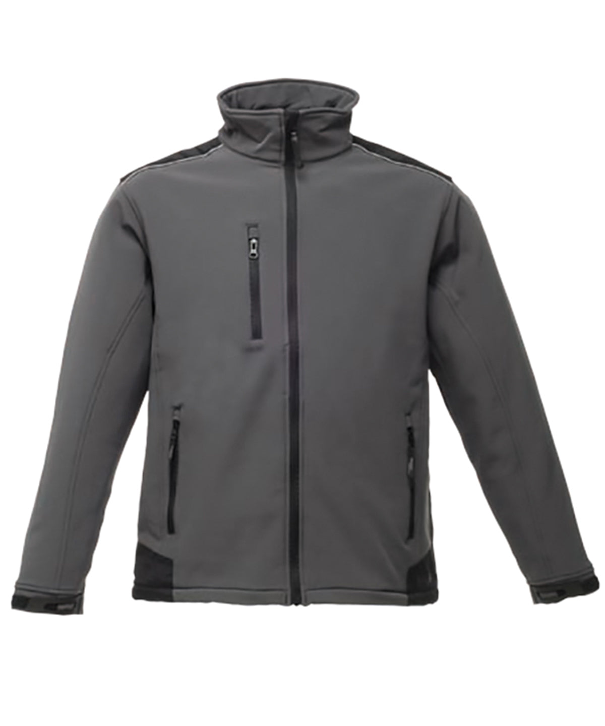 Tryck din logga på Softshelljackor från Regatta Professional - Anpassa Sandstorm softshell för arbetskläder i färgen Mörkgrå för företag, föreningar och privatpersoner