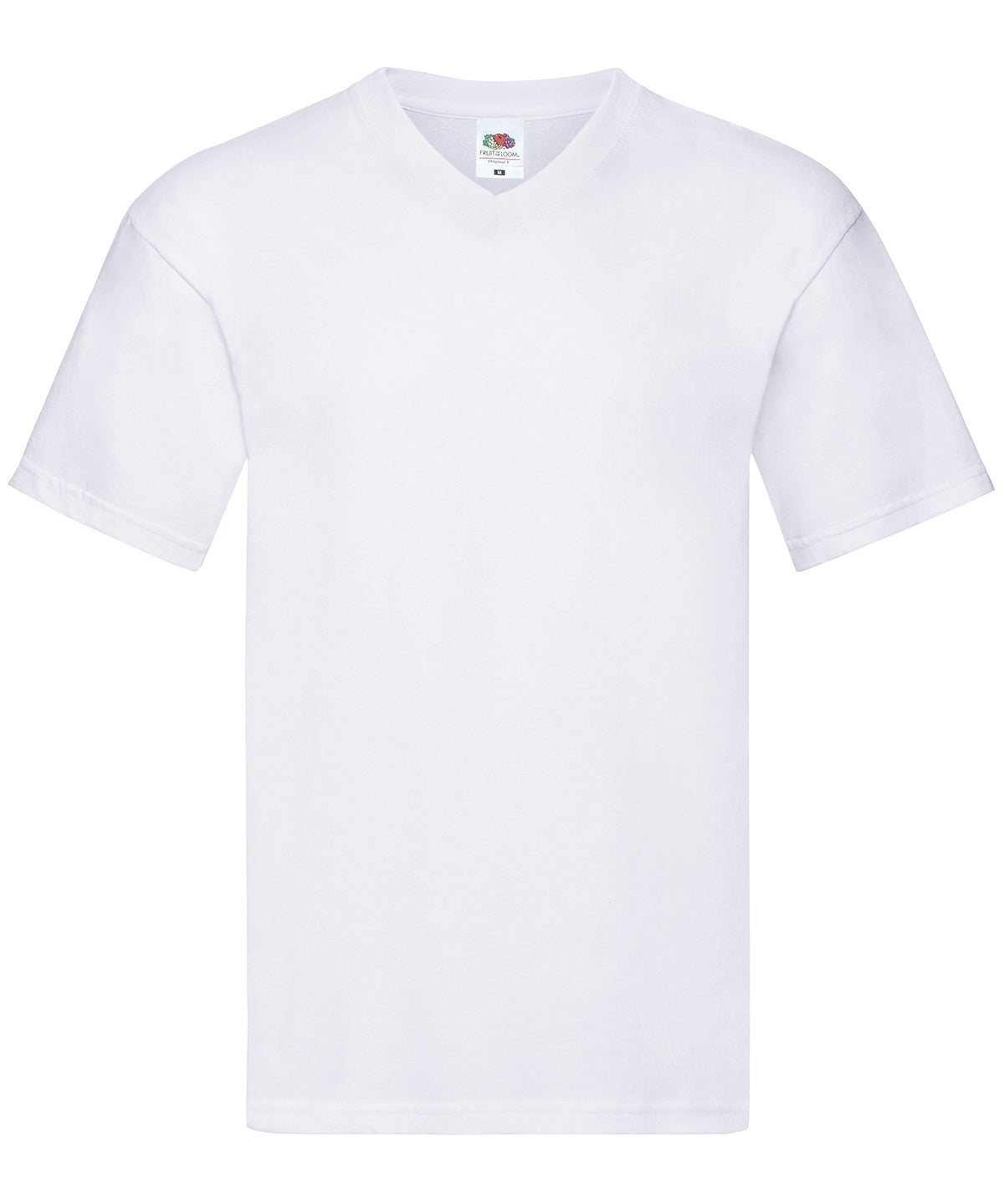 Tryck din logga på T-shirts från Fruit of the Loom - Anpassa Original v-ringad hals T i färgen Vit för företag, föreningar och privatpersoner