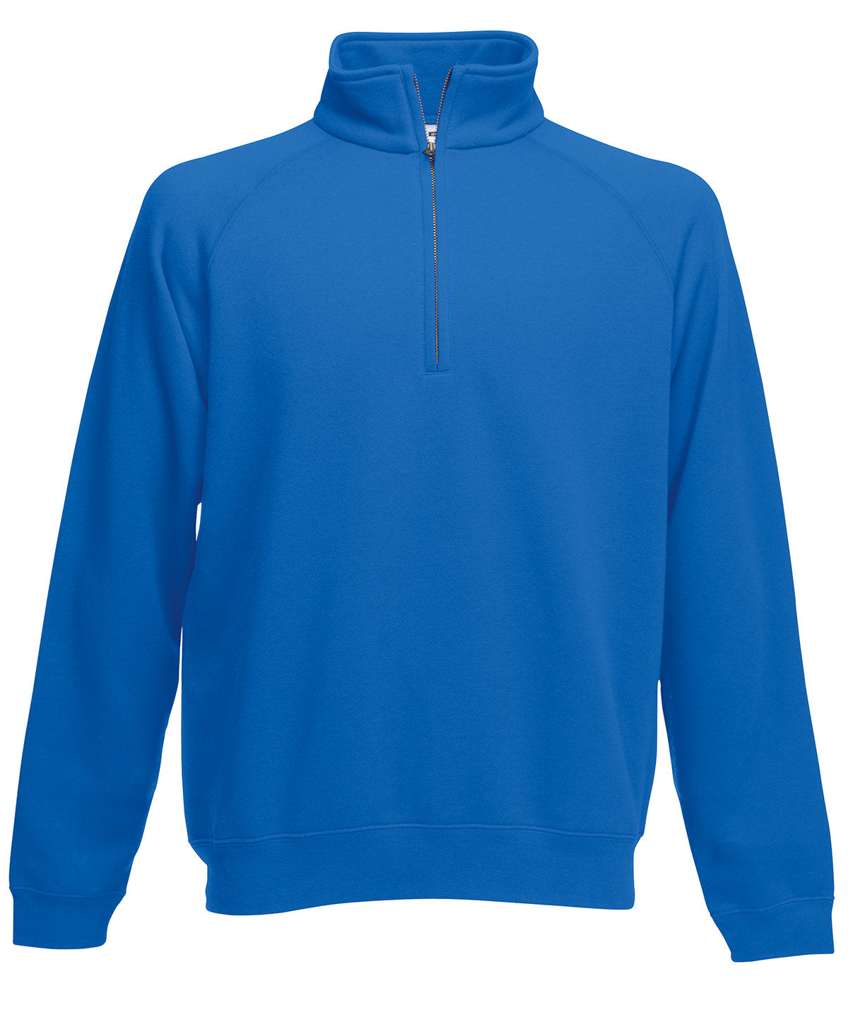 Tryck din logga på Sweatshirts från Fruit of the Loom - Anpassa Premium 70/30 sweatshirt med halsringning och dragkedja i färgen Royal för företag, föreningar och privatpersoner