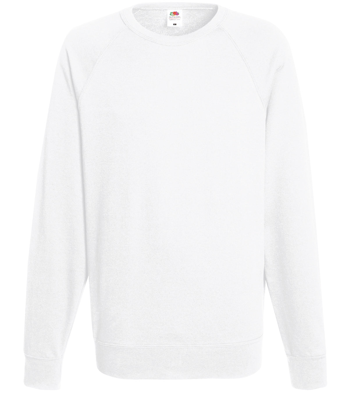 Tryck din logga på Sweatshirts från Fruit of the Loom - Anpassa Lätt raglan-sweatshirt i färgen Vit för företag, föreningar och privatpersoner