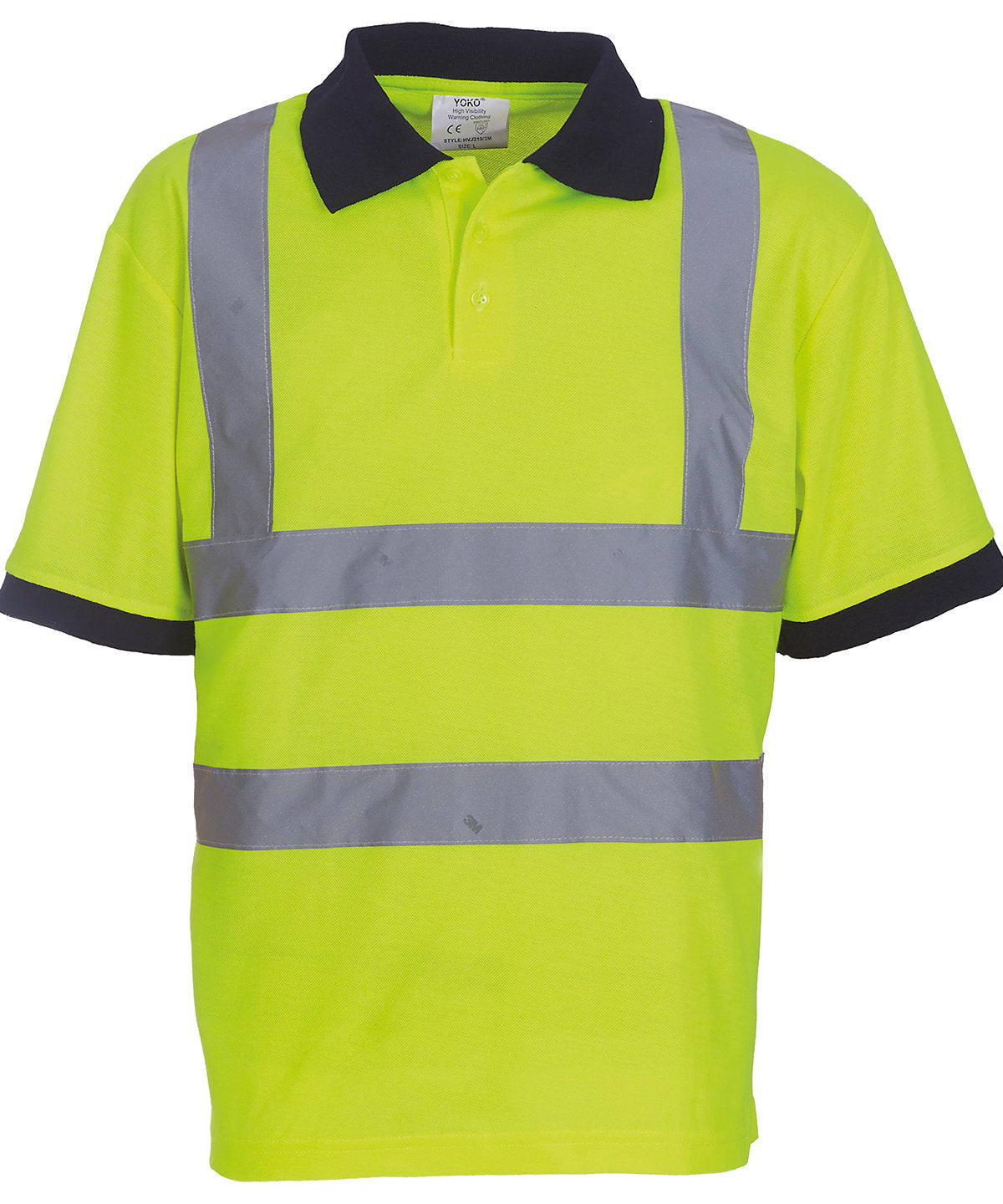 Tryck din logga på Piké från Yoko - Anpassa Piké med kort ärm i Hi-vis-material i färgen Ljusgul för företag, föreningar och privatpersoner