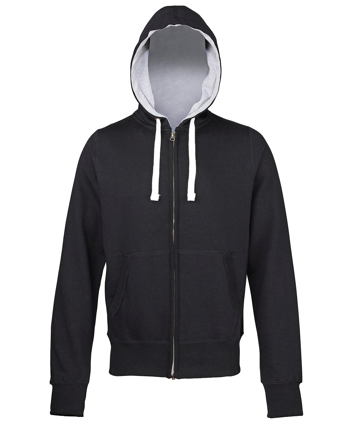 Tryck din logga på Hoodies från AWDis Just Hoods - Anpassa Grovmaskig zoodie i färgen Svart för företag, föreningar och privatpersoner