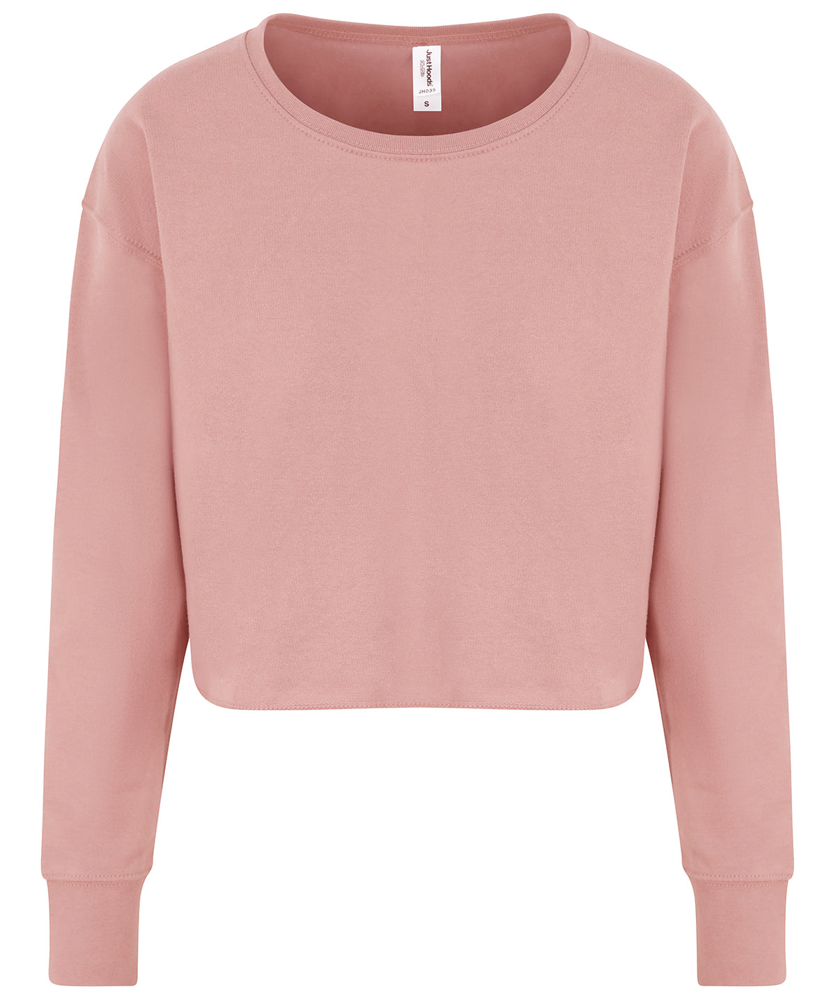 Tryck din logga på Sweatshirts från AWDis Just Hoods - Anpassa Croppad tröja för dam i färgen Ljusrosa för företag, föreningar och privatpersoner