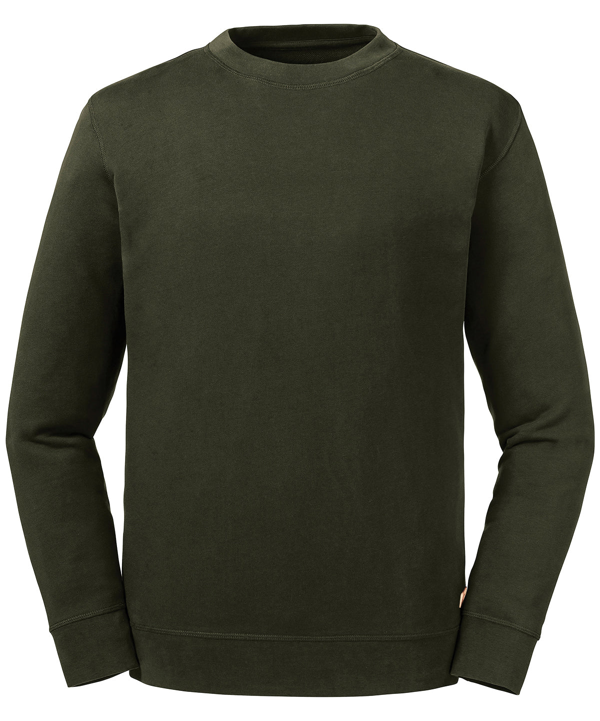 Tryck din logga på Sweatshirts från Russell Europe - Anpassa Vändbar sweatshirt i ren ekologisk bomull i färgen Oliv för företag, föreningar och privatpersoner