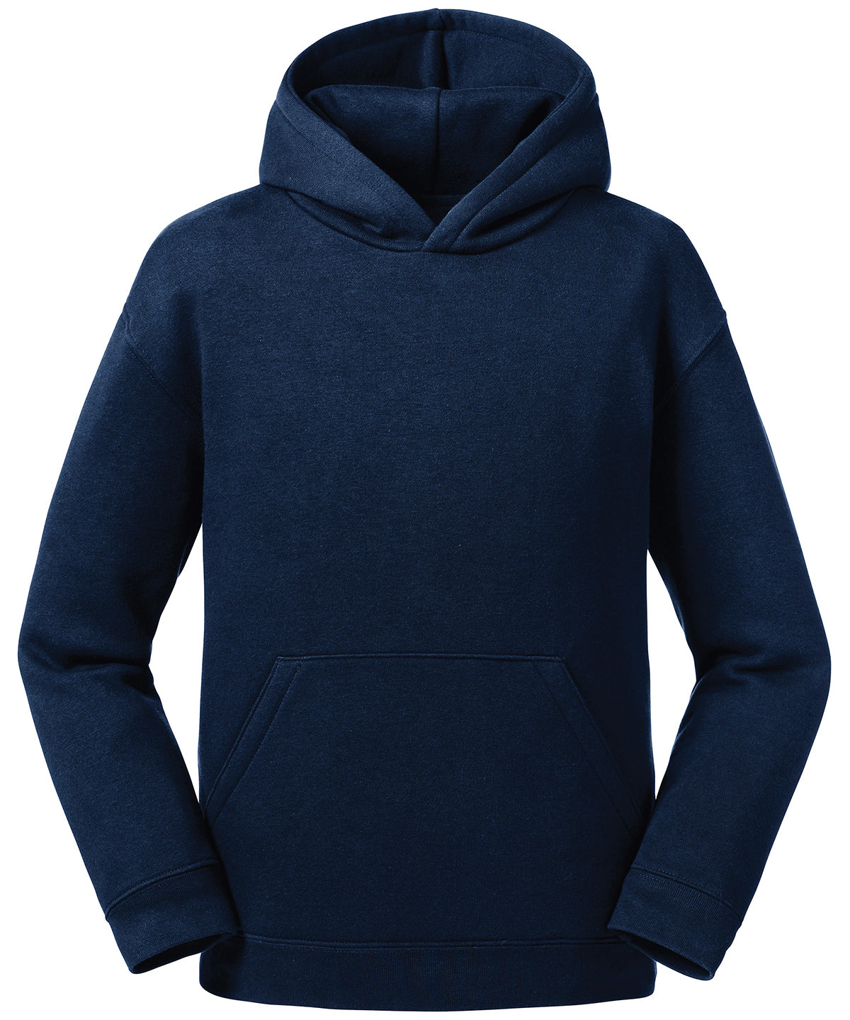 Tryck din logga på Hoodies från Russell Europe - Anpassa Äkta huvtröja för barn i färgen Marinblå för företag, föreningar och privatpersoner