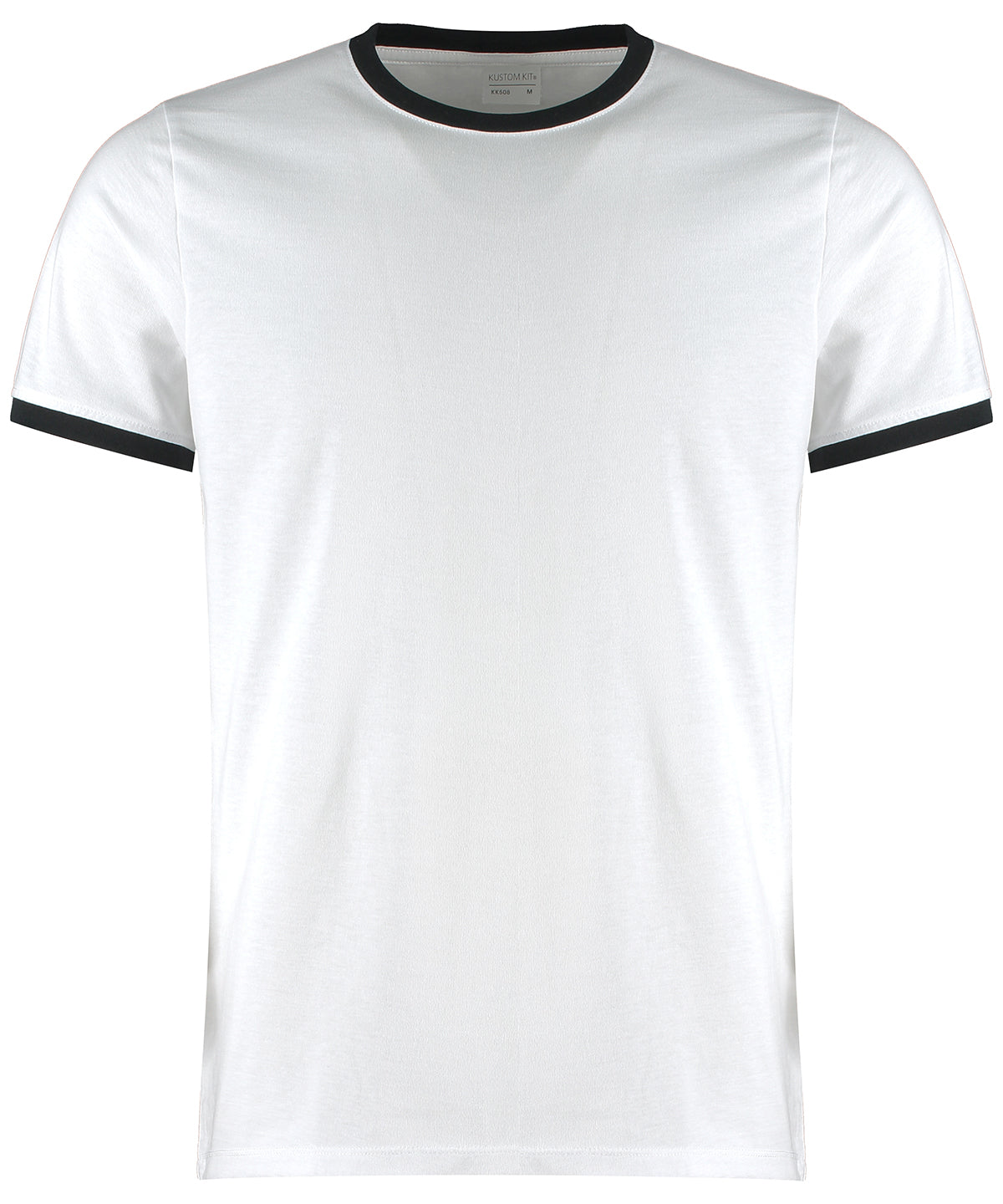 Tryck din logga på T-shirts från Kustom Kit - Anpassa Fashion fit ringer tee i färgen Vit för företag, föreningar och privatpersoner