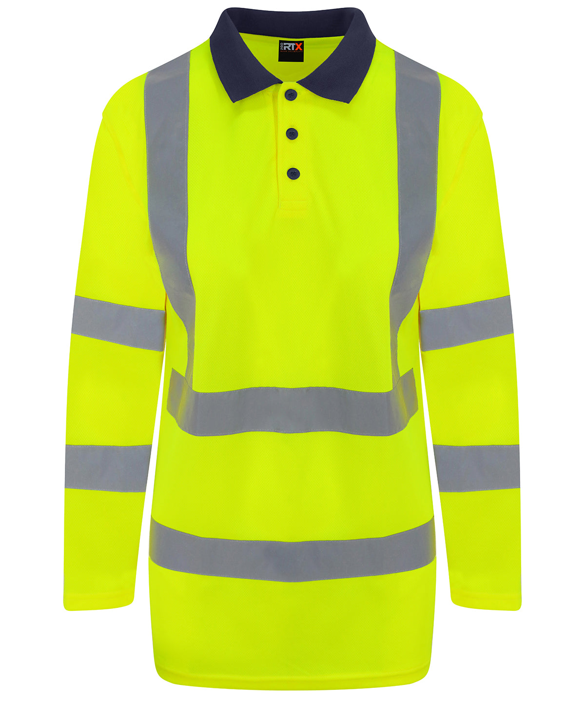 Tryck din logga på Piké från ProRTX High Visibility - Anpassa Piké med lång ärm och hög synlighet i färgen Neon gul för företag, föreningar och privatpersoner