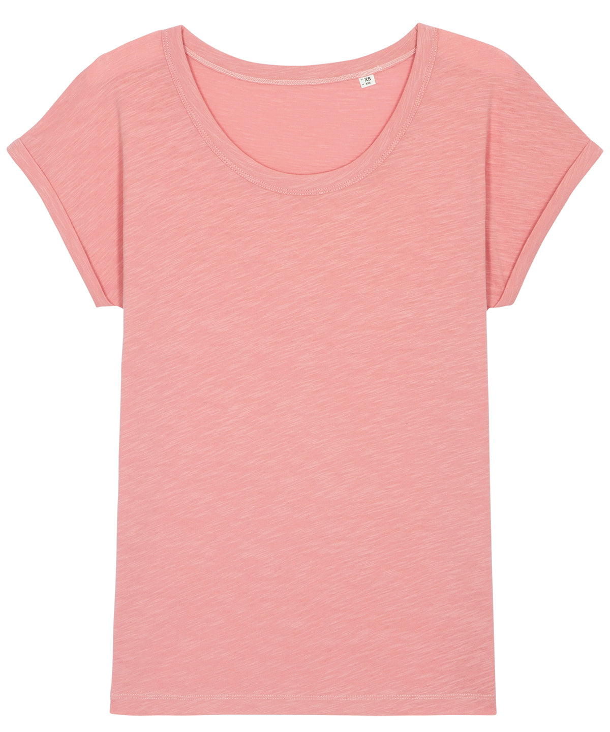 Tryck din logga på T-shirts från Stanley/Stella - Anpassa Dam Stella Rounders slub t-shirt med rullad ärm och slub t-shirt i färgen Ljusrosa för företag, föreningar och privatpersoner