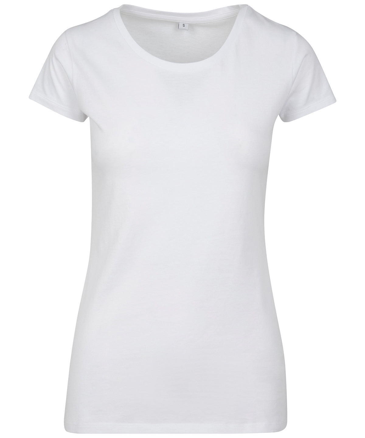 Tryck din logga på T-shirts från Build Your Brand - Anpassa Merch t-shirt för damer i färgen Vit för företag, föreningar och privatpersoner