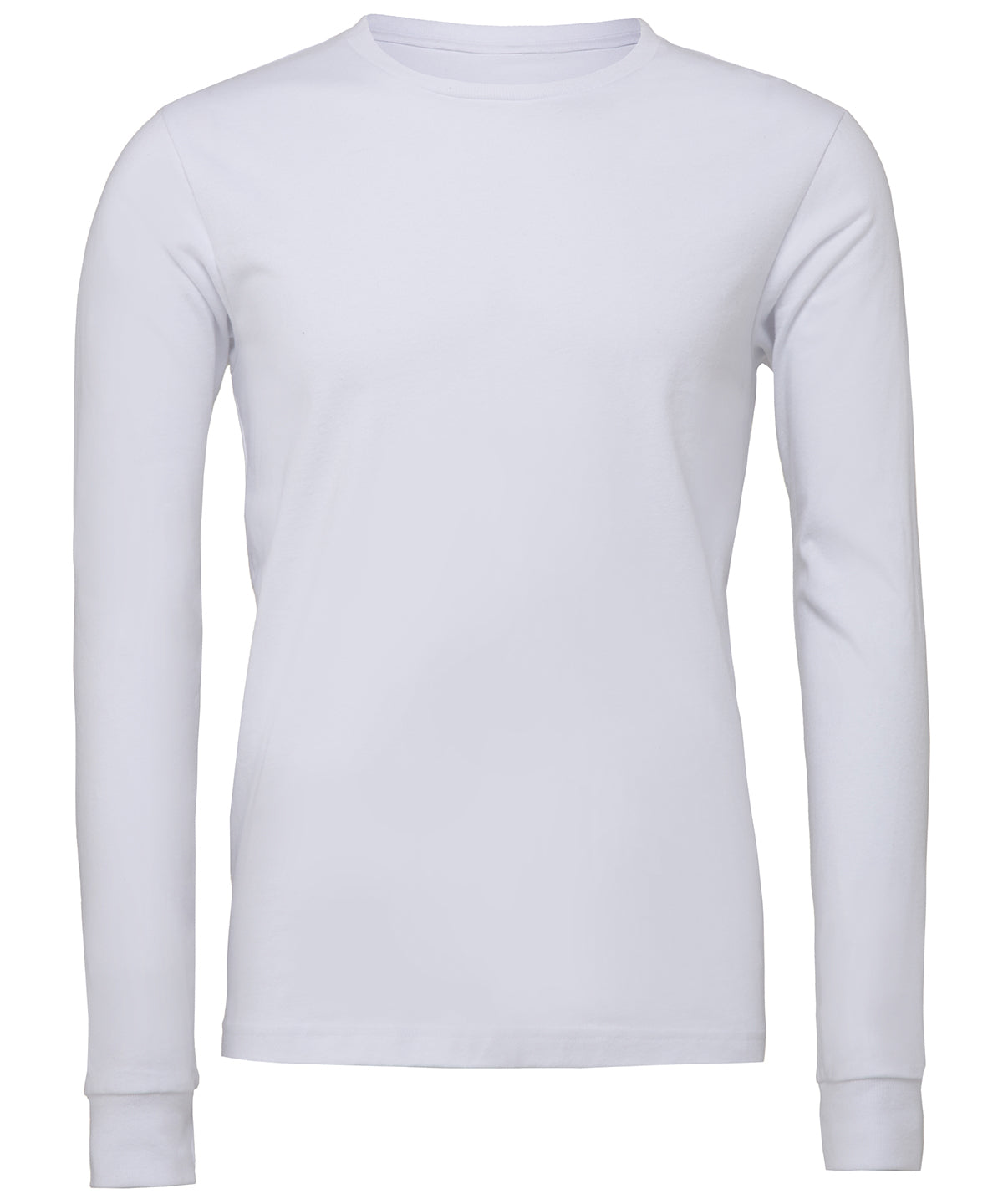 Tryck din logga på T-shirts från Bella Canvas - Anpassa Unisex långärmad t-shirt i jersey i färgen Vit för företag, föreningar och privatpersoner
