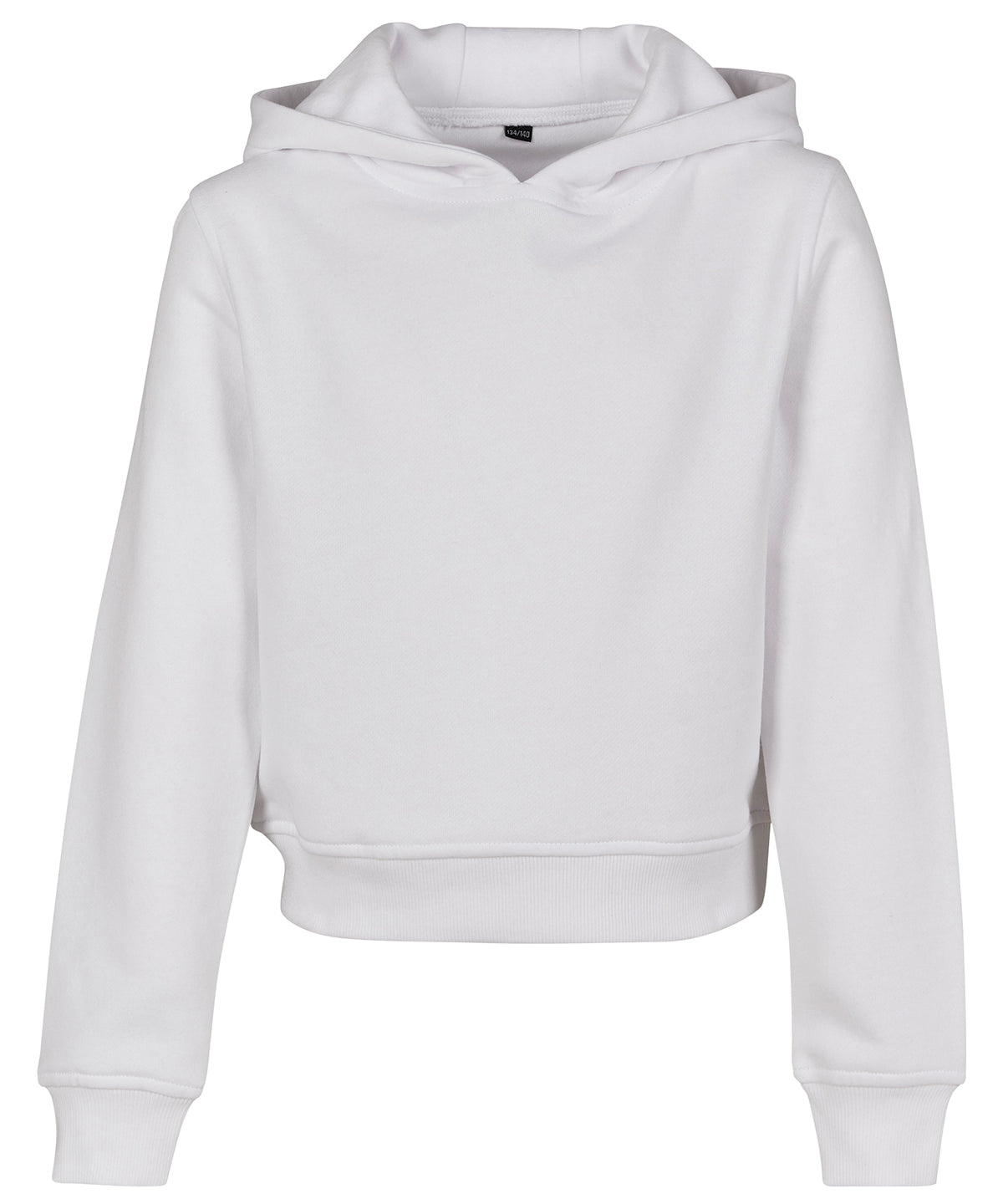 Tryck din logga på Hoodies från Build Your Brand - Anpassa Cropped sweatshirt hoodie för flickor i färgen Vit för företag, föreningar och privatpersoner