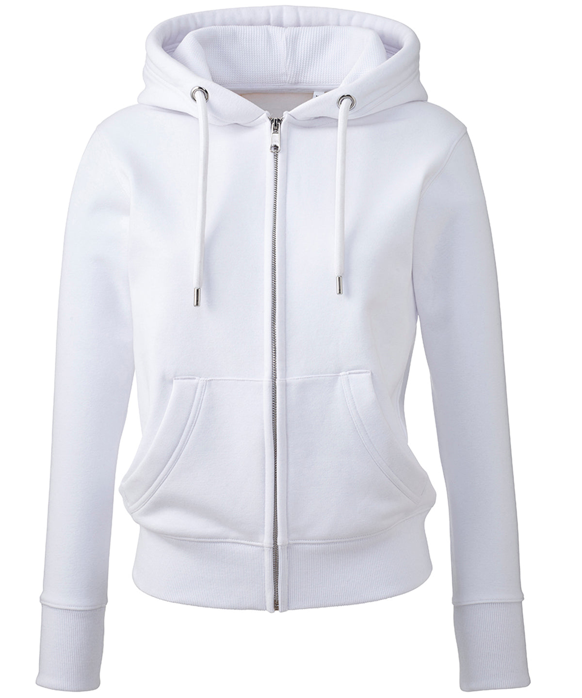 Tryck din logga på Hoodies från Anthem - Anpassa Dam Anthem huvtröja med dragkedja i färgen Vit för företag, föreningar och privatpersoner