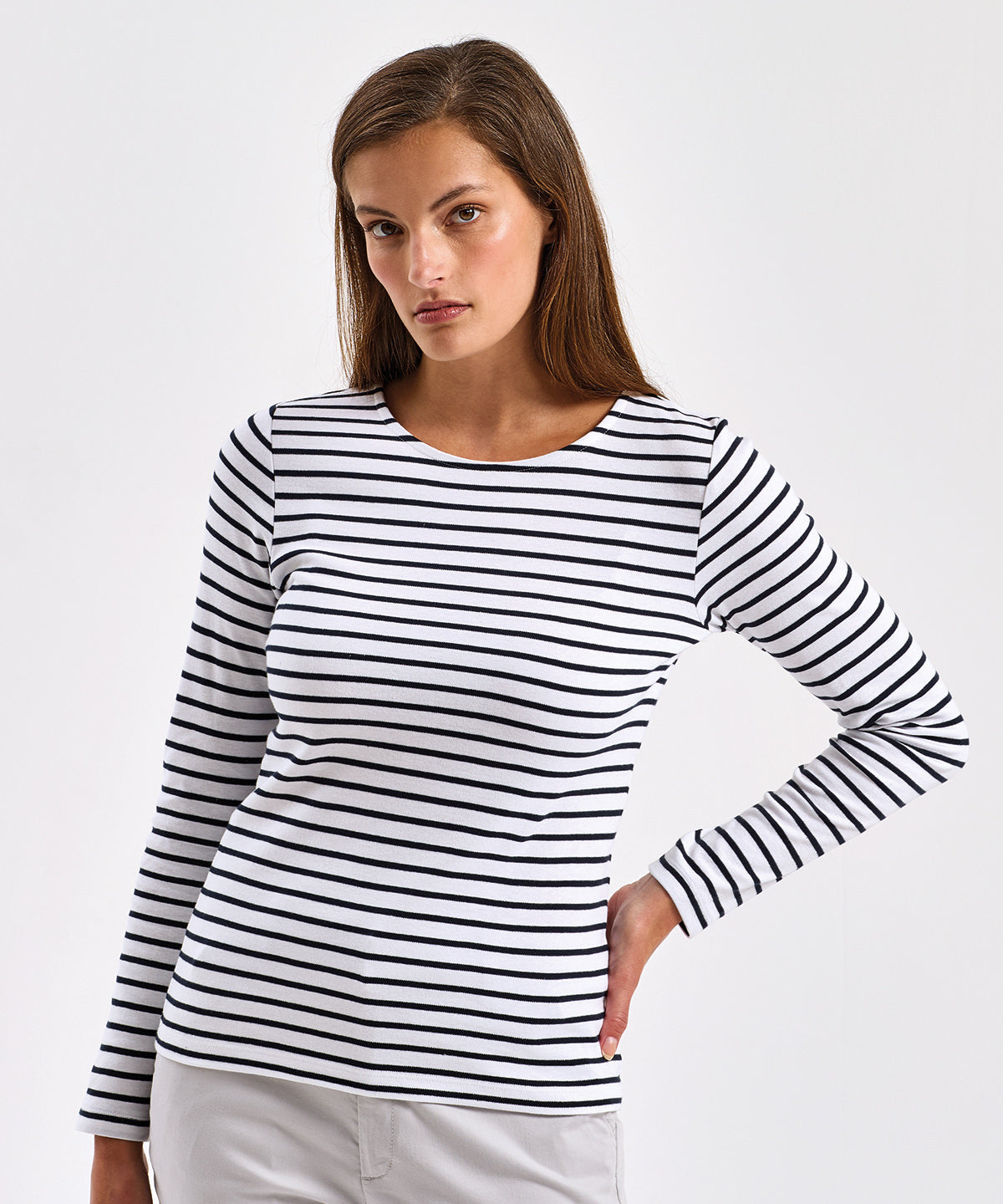 Tryck din logga på T-shirts från Asquith & Fox - Anpassa Marinire Coastal långärmad t-shirt för damer i färgen för företag, föreningar och privatpersoner
