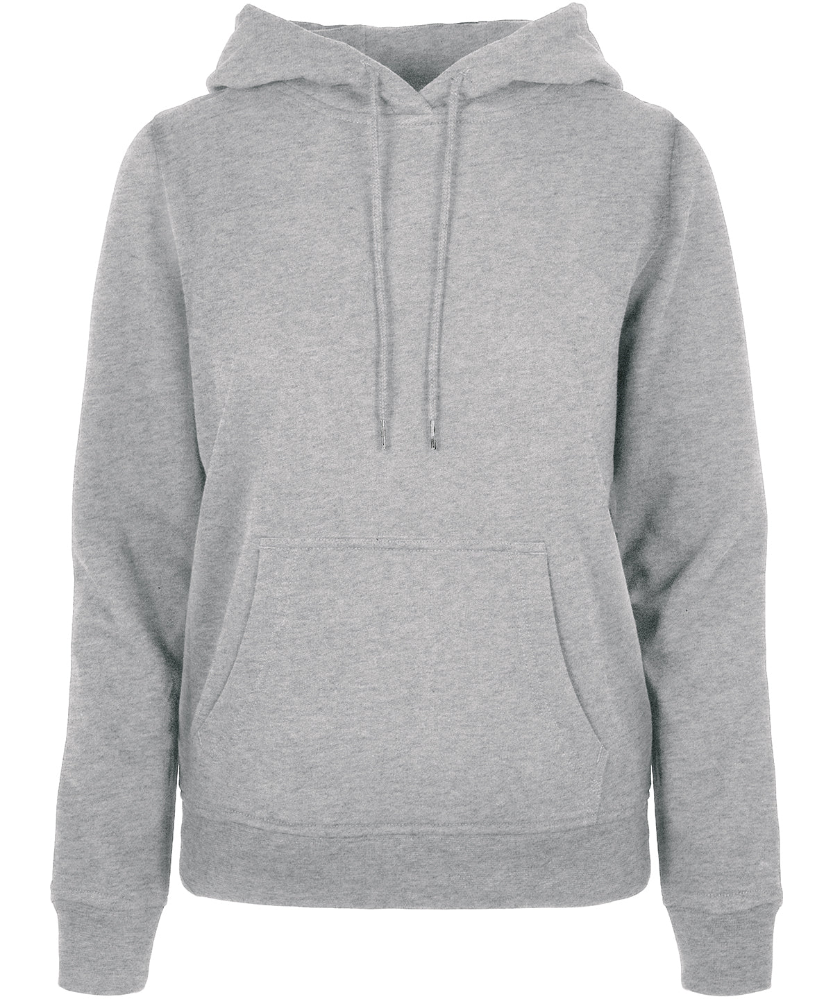 Tryck din logga på Hoodies från Build Your Brand Basic - Anpassa Bas huvtröja för dam i färgen Ljunggrå för företag, föreningar och privatpersoner