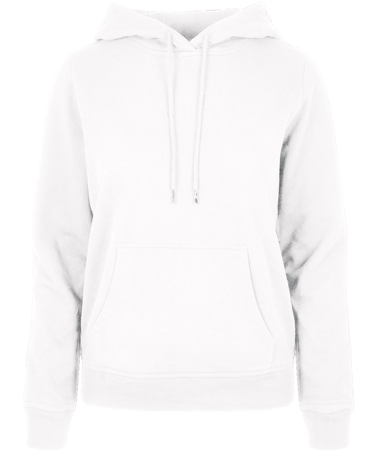 Tryck din logga på Hoodies från Build Your Brand Basic - Anpassa Bas huvtröja för dam i färgen Vit för företag, föreningar och privatpersoner