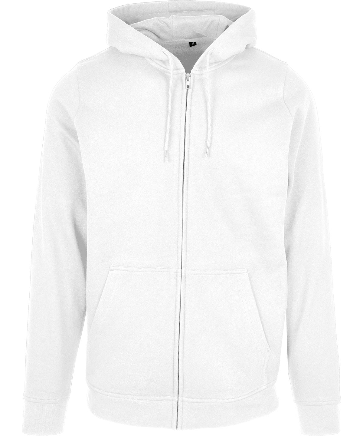 Tryck din logga på Hoodies från Build Your Brand Basic - Anpassa Bas huvtröja med dragkedja i färgen Vit för företag, föreningar och privatpersoner