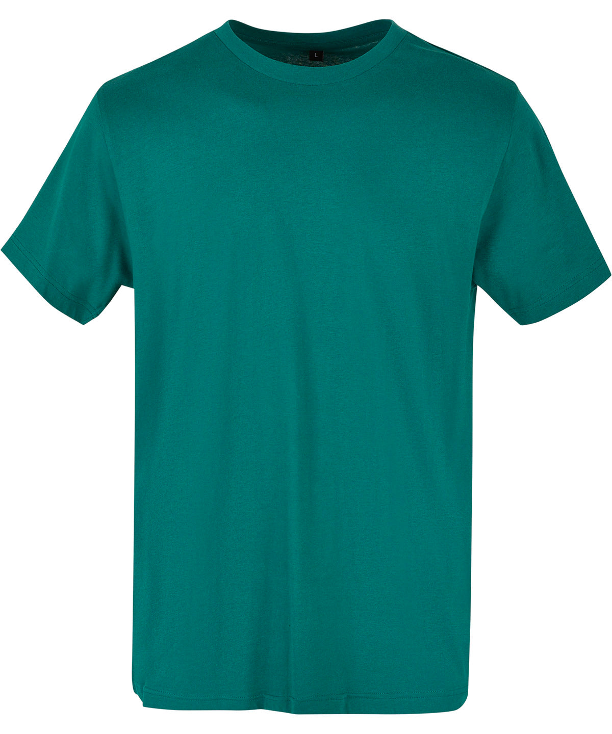Tryck din logga på T-shirts från Build Your Brand Basic - Anpassa Bas t-shirt med rund hals i färgen Mellan grön för företag, föreningar och privatpersoner