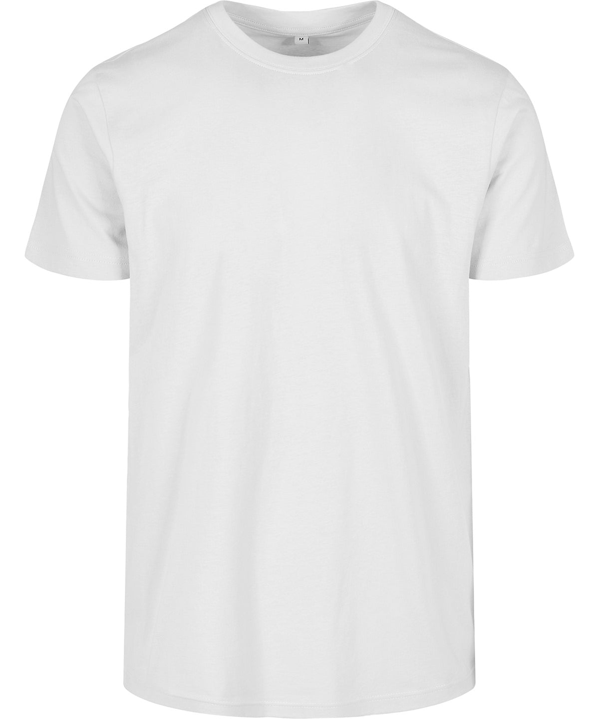 Tryck din logga på T-shirts från Build Your Brand Basic - Anpassa Bas t-shirt med rund hals i färgen Vit för företag, föreningar och privatpersoner
