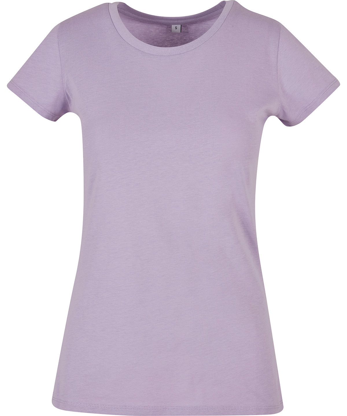 Tryck din logga på T-shirts från Build Your Brand Basic - Anpassa Bas t-shirt för damer i färgen Ljus lila för företag, föreningar och privatpersoner