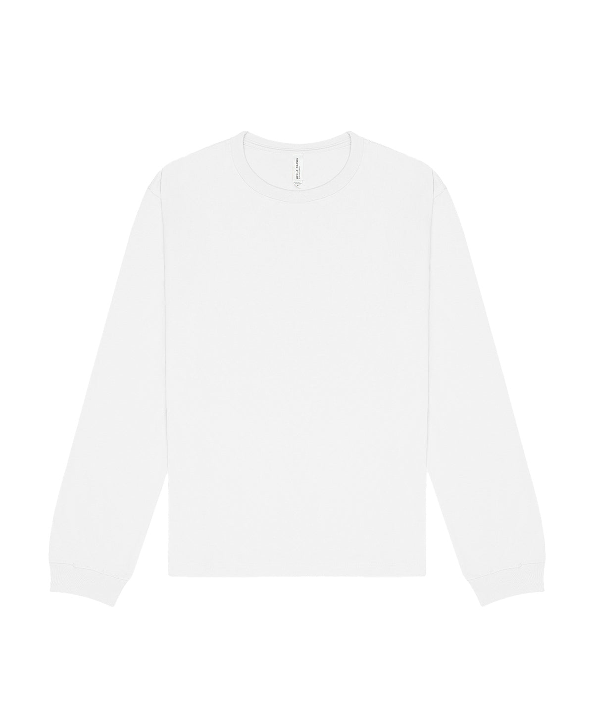 Tryck din logga på T-shirts från Bella Canvas - Anpassa Unisex långärmad heavy tee i färgen Vit för företag, föreningar och privatpersoner