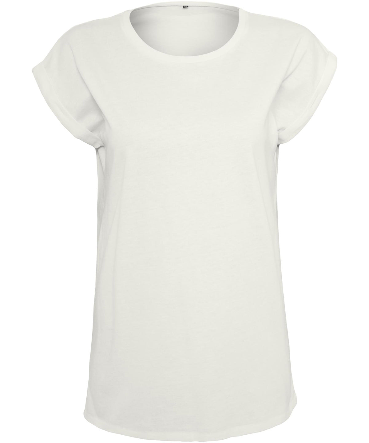 Tryck din logga på T-shirts från Build Your Brand - Anpassa T-shirt med förlängda axlar för damer i färgen Vit för företag, föreningar och privatpersoner