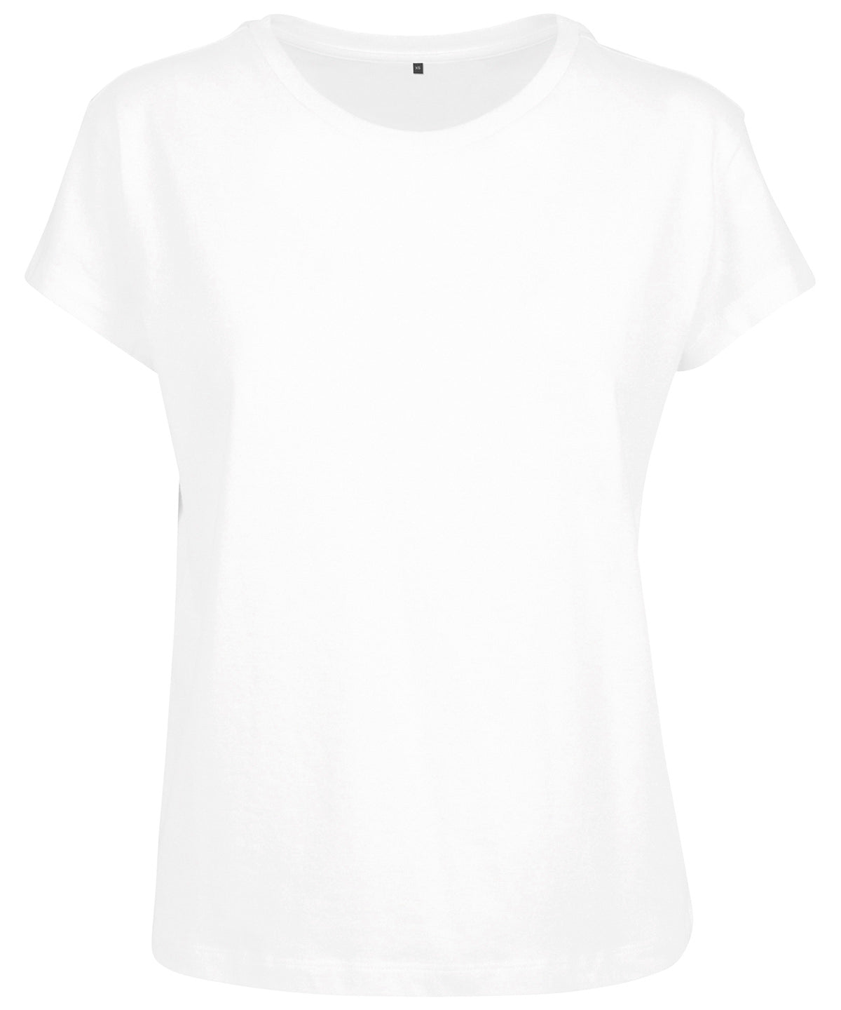 Tryck din logga på T-shirts från Build Your Brand - Anpassa Box tee för damer i färgen Vit för företag, föreningar och privatpersoner