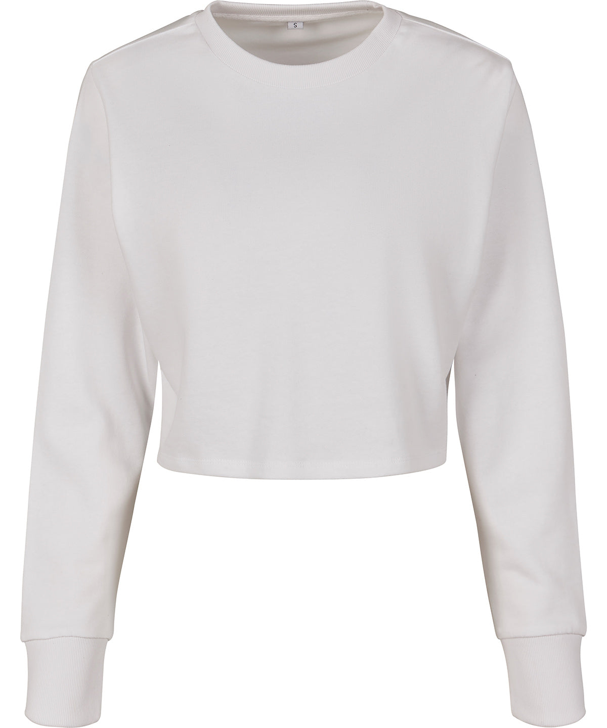 Tryck din logga på Sweatshirts från Build Your Brand - Anpassa Dam frotté cropped crew i färgen Vit för företag, föreningar och privatpersoner
