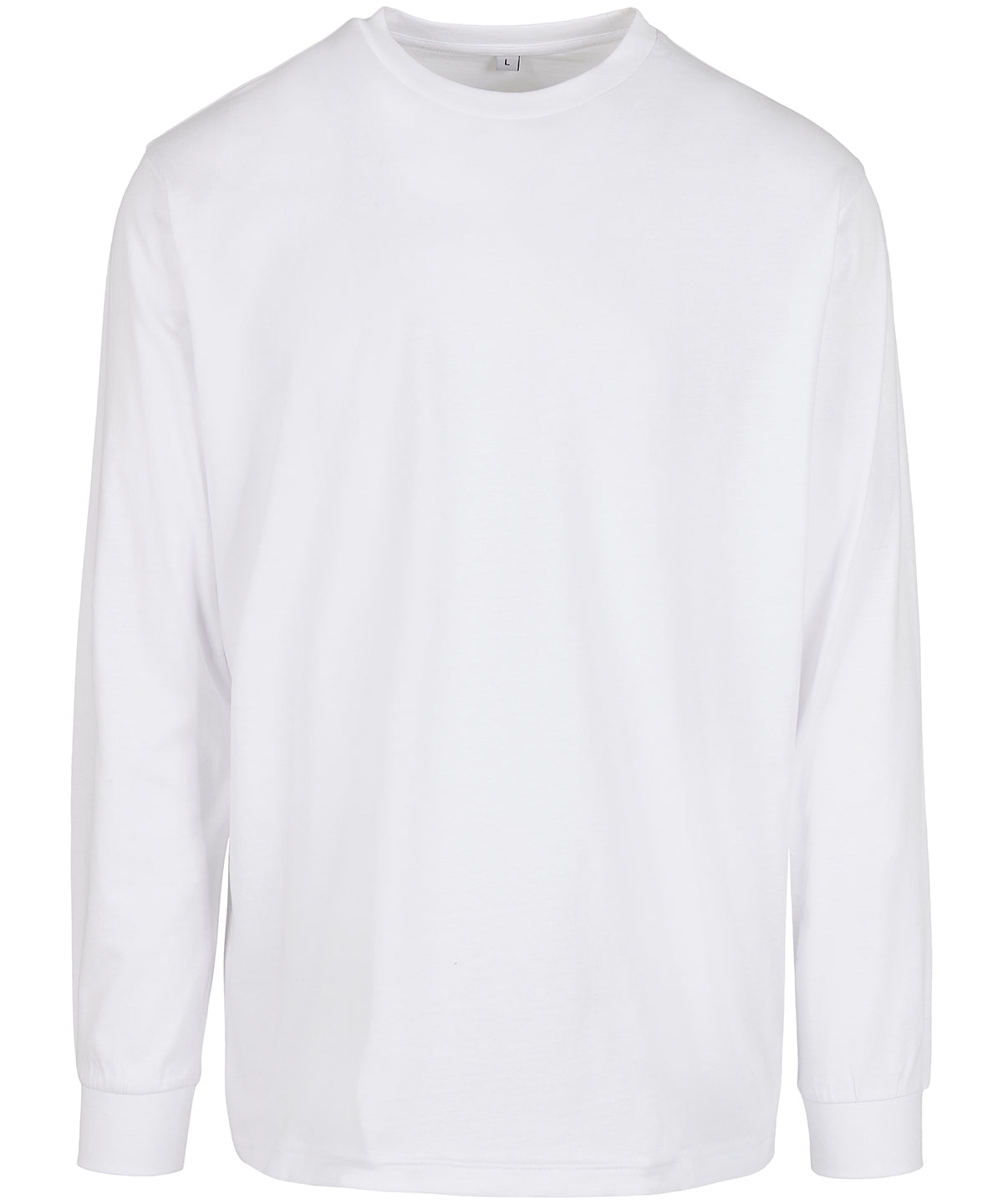 Tryck din logga på Sweatshirts från Build Your Brand - Anpassa Ekologisk långärmad med ribbad manschett i färgen Vit för företag, föreningar och privatpersoner