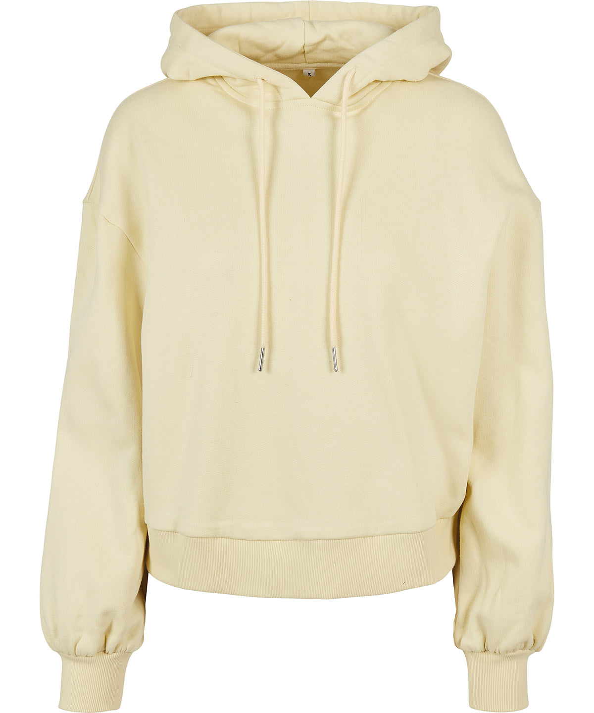 Tryck din logga på Hoodies från Build Your Brand - Anpassa Ekologisk oversized hoodie för dam i färgen Ljusgul för företag, föreningar och privatpersoner