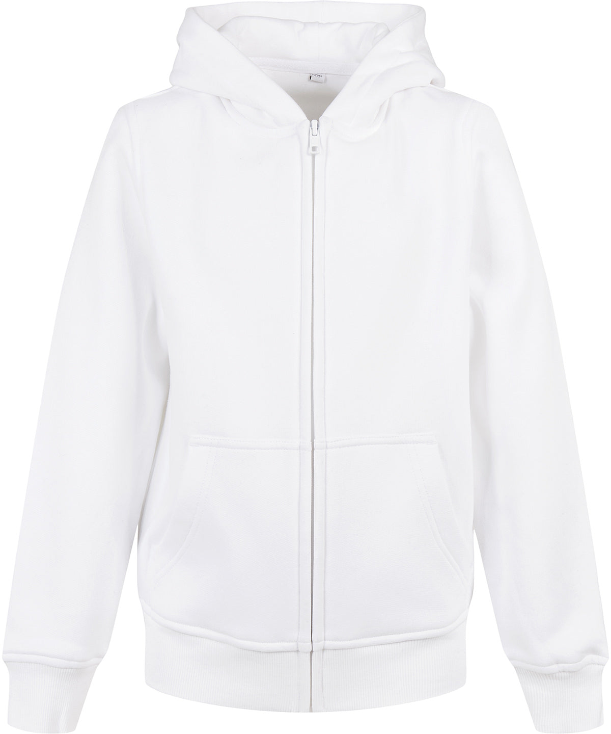 Tryck din logga på Hoodies från Build Your Brand - Anpassa Ekologisk hoodie med zip och bas för barn i färgen Vit för företag, föreningar och privatpersoner