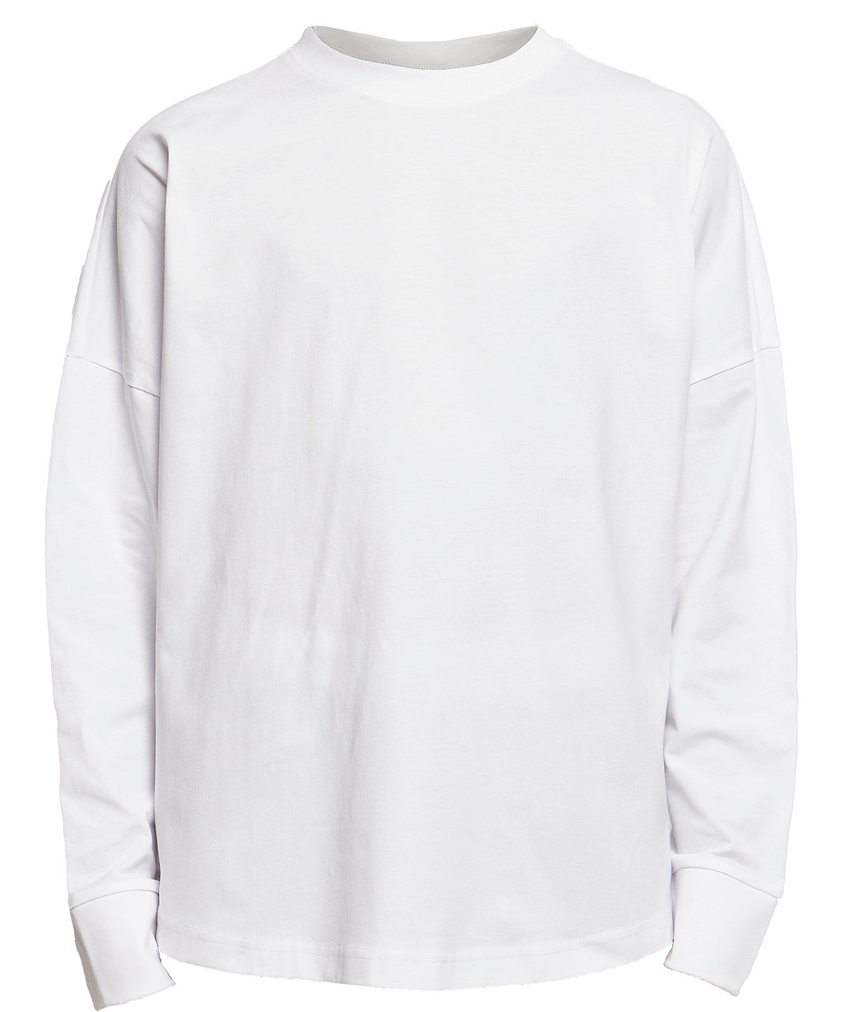 Tryck din logga på Sweatshirts från Build Your Brand - Anpassa Överdimensionerat snitt på ärmen Lång ärm i färgen Vit för företag, föreningar och privatpersoner