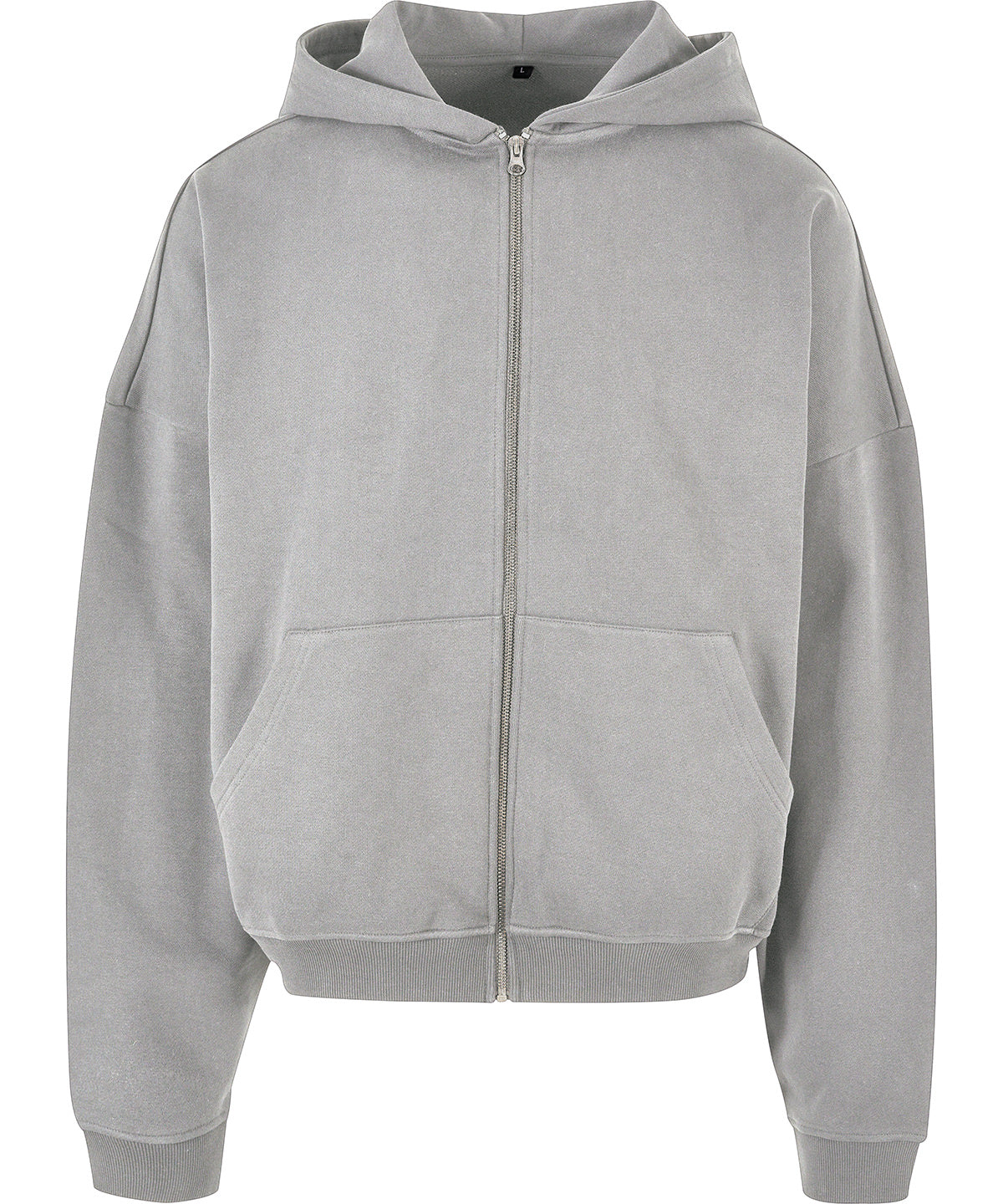 Tryck din logga på Hoodies från Build Your Brand - Anpassa 90-tals huvtröja med dragkedja i färgen Ljunggrå för företag, föreningar och privatpersoner