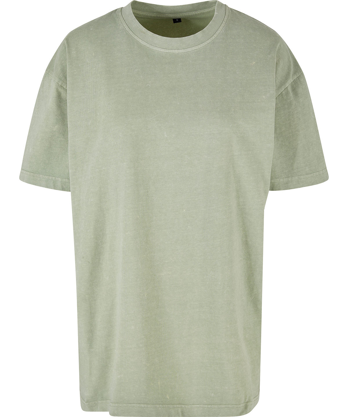 Tryck din logga på T-shirts från Build Your Brand - Anpassa Dam överdimensionerad acid wash-tee i färgen Ljusgrön för företag, föreningar och privatpersoner